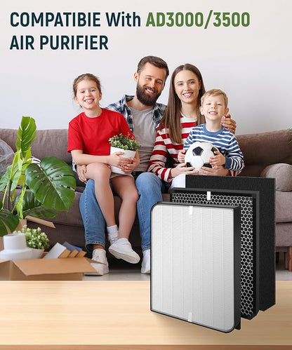 AD3000 Replacement Filter Compatible with AirDoctor 3500 Air Purifiers, 7-Pack – Includes 1 Main Filter, 2 Carbon Filters & 4 Pre-Filters