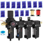 NEWPO 1/2'' NPT 4 Stage Air Dryer for Compressor,Air Drying System, Filter Regulator Dryer Combo for Plasma Cutter and Paint Spray,Semi-Auto Drain (Black)