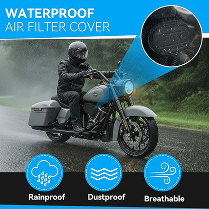 Meonum 2 Pack Air Filter Waterproof Rain Sock Covers, Compatible with Harley 114 Road King/Touring/FLHR/FLHX/Dyna/Softail, Air Cleaner Dustproof Protective Wraps Covers