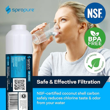 SpiroPure Inline Filter NSF Coconut Shell Granular Carbon Water Filter with 1/4" FNPT, 2" x 10" (1 Pack)