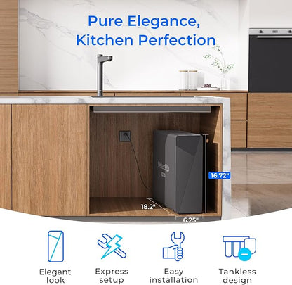 Waterdrop X16-Alkaline Tankless Reverse Osmosis System, NSF/ANSI 42&58&372 Certified, 1600 GPD RO Filter System, 11-Stage Filtration, UnderSink, 3:1 Pure to Drain, Alkaline Mineral pH+, BPA Free