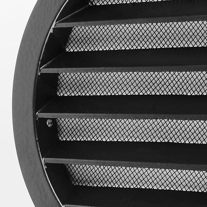 calimaero® WSGB 5" Inch Black Round Metal Air Vent Grill Cover Flat Louver with Fly Screen Fits Only with Metal Ducts