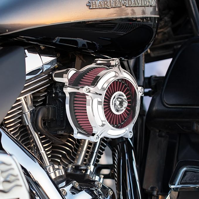Air Filter Cleaner for Harley Davidson Softail Touring Street Road King Glide Trike for Harley Davidson Air Intake Filters for Touring 08-16, Softail 16-17 Red