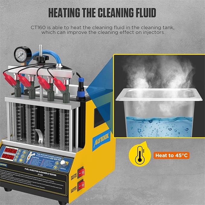 AUTOOL Automotive Motorcycle 4 Cylinder Ultrasonic Wave Injector Cleaner Petrol Injection Tester Cleaning Kit Tester