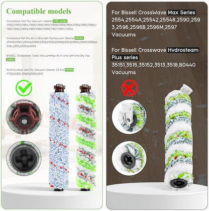 Replacement Parts for Bissell CrossWave Vacuum 1785A 2306A 1785R 1785 2306 2551 Brush Roll 1868 and Replacement Filters 1866, Compare to Part 1608683, 160-8683, 1608684 LUXRILIX