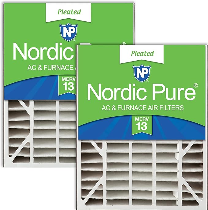 Nordic Pure 20x25x5 (Actual Size: 19 3/4 x 24 1/4 x 4 7/8) Air Bear Replacement 266649-102 MERV 13 Air Filters 2 Pack