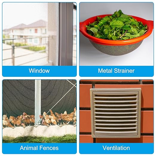 PATIKIL 40" L x 10" W Woven Wire Mesh, 6 Mesh 316L Stainless Steel Air Vent Filter Screen for Window Security Vent Cover Filtration Animals Fence