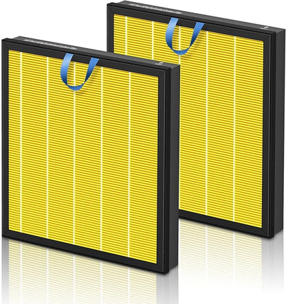 Vital 100S Pet Care Replacement Filter for LEVOIT Vital 100S and Vital 100S-P Air Purifier, HEPA and High-Efficiency Activated Carbon Filter, Vital 100S-RF-PA, LRF-V102-YUS, 2 Pack, Yellow