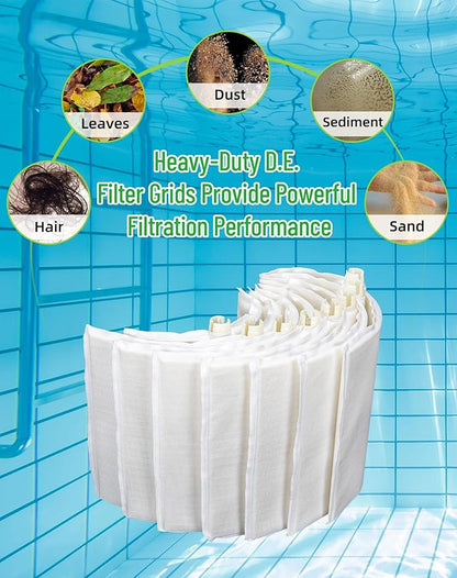 DE Grid 60 sq. ft. Swimming Pool Filter Set Replacement for Unicel FS-2005, Filbur FC-9550 Pleatco PFS3060, DGS-1130, 11’’W x 30’’L