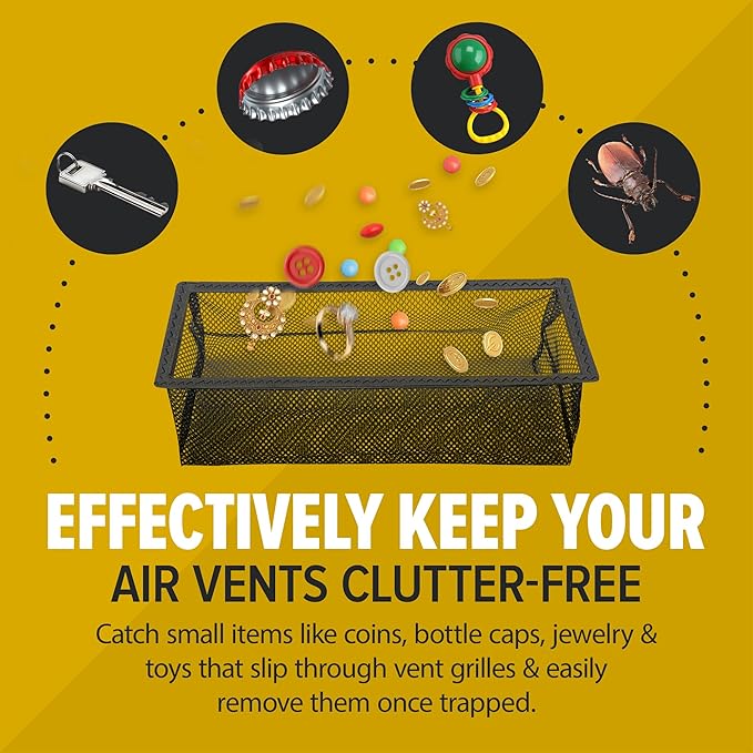 HAAK - Floor Vent Cover Trap, Durable Screen That Attaches Easily to Vent Covers for Home Floor, 4-Pack Air Vent Filters for Trapping Debris, Easy to Install and Remove, 4 x 12 inches Each