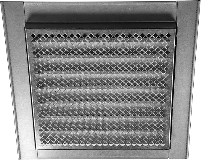 Repa Market 8" x 8" Inch (Inner Dimensions) Galvanized Steel Soffit Vent Cover - Louvered Square Gable Vent with Mesh Screen - Intake/Exhaust Ventilation Grill - HVAC Ducting Return Air Vent Cover