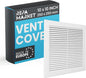 Repa Market 10 x 10 Inch (Outer) White Square Air Vent Cover - Plastic Fresh Air Intake Vent - AC Cover with Nylon Mesh Screen, Wall, Ceiling HVAC Return Air Register, Modern Soffit Vents