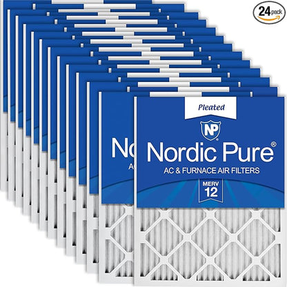 Nordic Pure 16x20x1 (Actual Size: 15 1/2 x 19 1/2 x 3/4) Pleated MERV 12 Air Filters 24 Pack