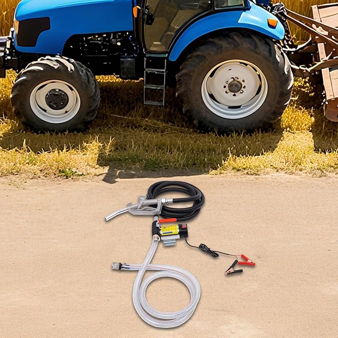 Diesel Transfer Pump Kit 45L/min,12V DC Electric Oil Transfer Pump with Nozzle Hoses 175W Diesel Pump Kit with Portable Handle for Vehicles, Construction Sites, Farms, RV