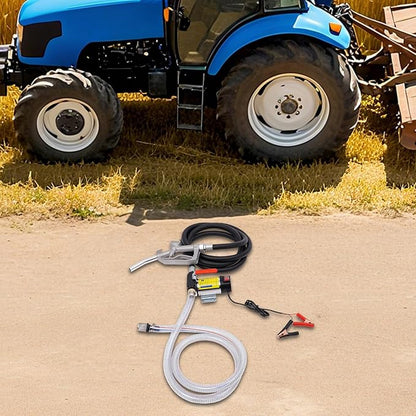 Diesel Transfer Pump Kit 45L/min,12V DC Electric Oil Transfer Pump with Nozzle Hoses 175W Diesel Pump Kit with Portable Handle for Vehicles, Construction Sites, Farms, RV
