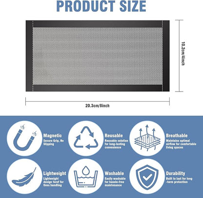 6 Pack Strong Magnetic Floor Vent Cover - PVC Mesh Register for Wall Ceiling Floor Catch Debris Hair Insect (Black, 4 x 8 Inch)