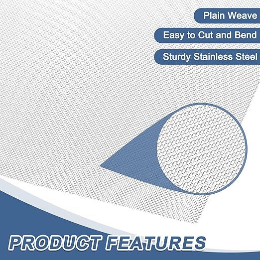 uxcell 30 Mesh 39" x 12" Woven Wire Mesh, 304 Stainless Steel Air Vent Filter Screen, Window Screen Mesh for DIY Projects Vents Cover Filtration Animals Fence