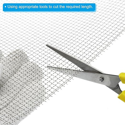 PATIKIL 40" L x 10" W Woven Wire Mesh, 6 Mesh 304 Stainless Steel Air Vent Filter Screen with Gloves for Window Security Vent Cover Filtration Animals Fence