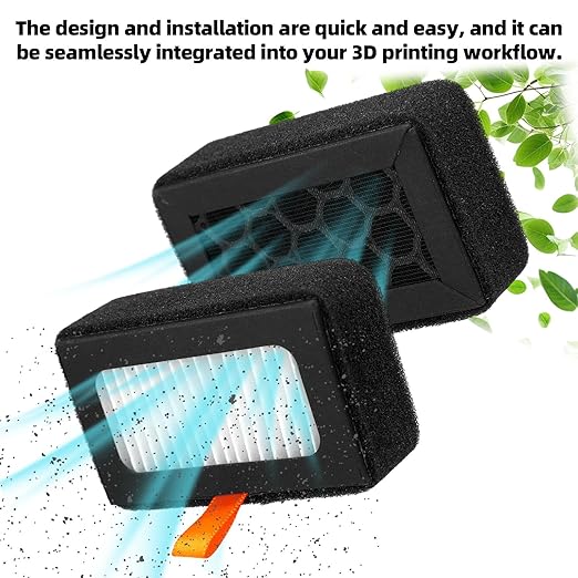 2pcs 3D Printer Air Filters with Cleaning Brush, Activated Carbon Combo Air Filter Replacement Practical 3D Printer Accessories for Bambu Lab X1/P1 Series