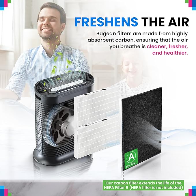 Bagean HPA200 Carbon Pre Filter A Compatible with Honeywell Air Purifier Filter Replacement - Fits HPA200 HPA5200 HPA5250 Series - Activated Prefilter A Absorbs Odor & Filters Freshen the Home (6-Pk)