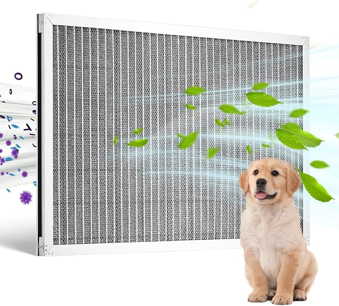 VEVOR Electrostatic Air Filter, 16x25x1 inch Washable & Reusable Aluminum AC/HVAC Furnace Filter, MERV 8 Long Lifetime, Healthier Home or Office (Actual Size: 15.5 x 24.65 x 0.82 in)