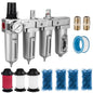 NANPU 3/4" NPT Industrial Grade 4 Stage Air Drying System - Double Particulate Filters, Coalescing Filter, Desiccant Dryer & Air Regulator, Metal Bowl, Manual Drain, for Paint Spray＆ Plasma Cutter