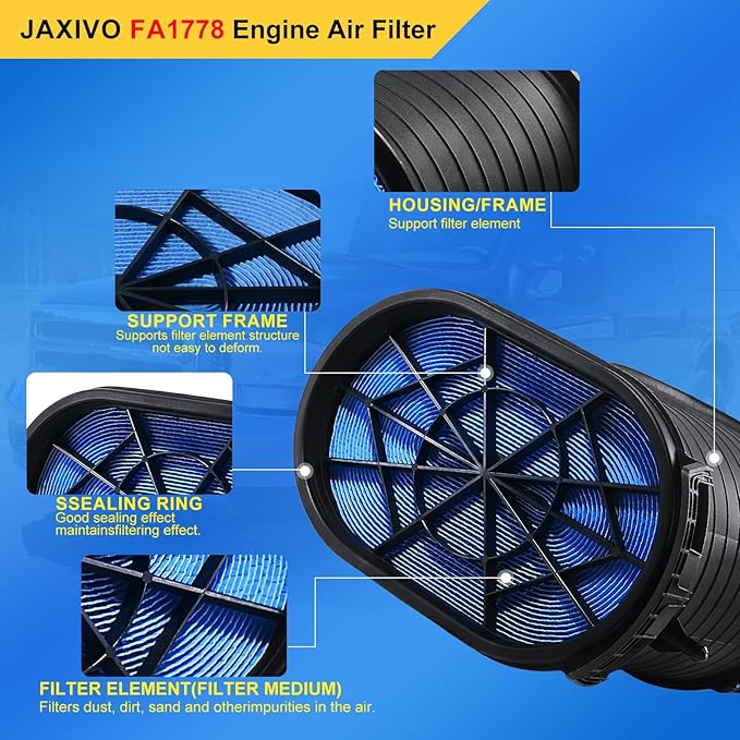 CA9516 Engine Air Filter for Ford 03-07 F250 F350 F450 F550 Super Duty 6.0L V8 Diesel,03-05 Excursion 6.0L V8 Diesel,Replaces 3C3U-9601-BC,3C3Z-9601-BA,FA1778