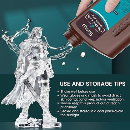 SUNLU High Clear 3D Printer Resin, High Transparency 3D Printing Resin, Resist Yellowing Clear Resin, 405nm UV Curing 3D Printing Photopolymer Resin, Suitable for LCD/DLP/SLA 3D Resin Printer, 2000g
