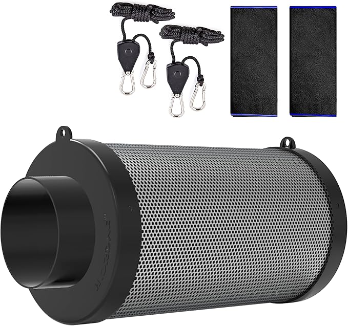 4 Inch Air Carbon Filter for Grow Tent,Smellines Control with Australia Virgin Charcoal for Inline Duct Fan，Hydroponic Growth,Pre-Filter Included