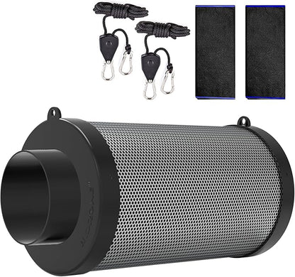 4 Inch Air Carbon Filter for Grow Tent,Smellines Control with Australia Virgin Charcoal for Inline Duct Fan，Hydroponic Growth,Pre-Filter Included