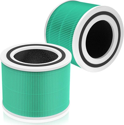 Core 300 Toxin Absorber Replacement Filter, Compatible with LEVOIT Core 300/Core 300S Air Purifier, 3-in-1 H13 Grade, True HEPA Replacement Filter, Compare to Part # Core 300-RF-TX, Green, 2 Pack