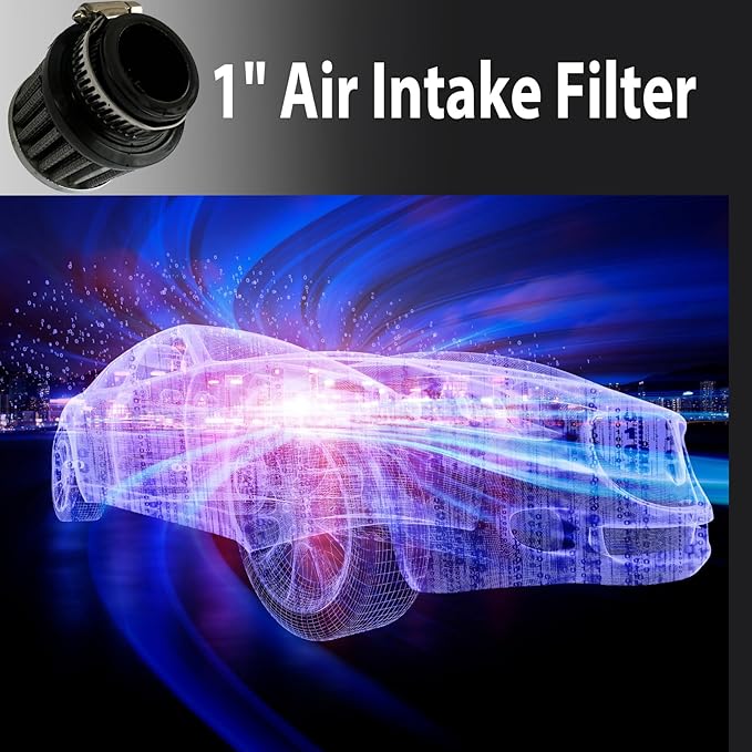 Air Intake Filter - 1" Universal Breather Filter, Automotive Cold Air Filter, Car Valve Cover Oil Breather Turbo Vent Crankcase Cleaner Accessory, Fits Car Motorcycle (Silver)