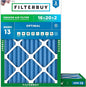 Filterbuy 16x20x2 Air Filter MERV 13 Optimal Smoke & Allergy Defense (2-Pack), Electrostatic Pleated HVAC AC Furnace Filters Replacement, Made in USA (Actual Size: 15.50 x 19.50 x 1.75)