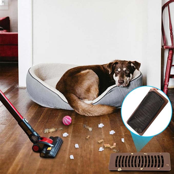 12 PCS Floor Register Traps 4 x 10 Inch Air Vent Filter Mesh Catcher Black Vent Nets for Home Floor Vent Screen Net Elastic Band Floor Air Vent Mesh Keeps Bugs, Pet Hair, Food Out