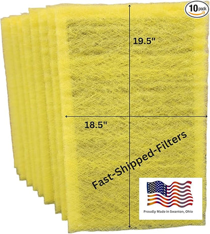 Fast-Shipped-Filters 10 Pack 20x22 Replacement Filter Pads Compatible with MicroPower Guard One Hour Air Cleaner Refill Yellow (10, Yellow, 20x22)