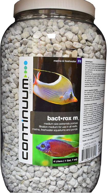 Continuum Aquatics Bact Rox M - Porous Biological Filter Media for use in Ponds, Reefs, Marine, and Freshwater Aquariums, Medium, 4 Liter