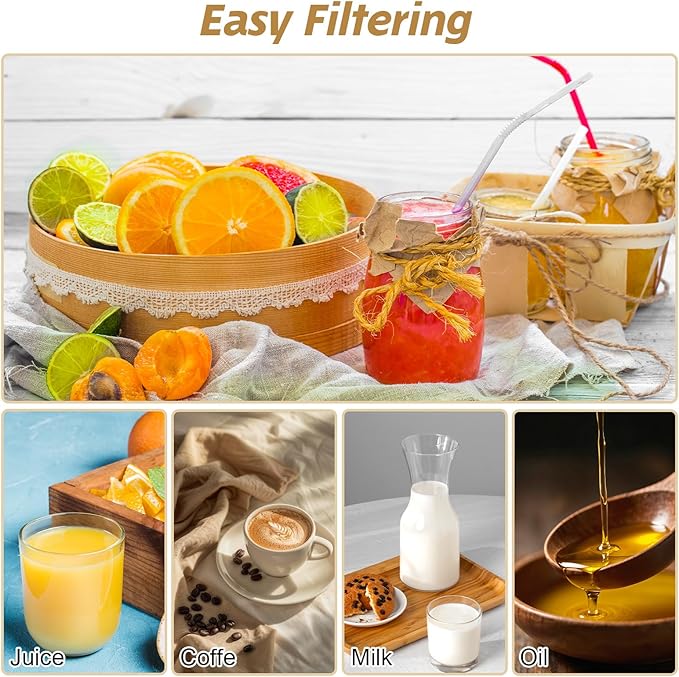 TIESOME 4 Pcs 200 Mesh Food Filter Strainer, Oil Strainer for Deep Fryer, Fine Nylon Mesh Sieve for Cooking Oil Milk Juice Wine Cheese Whey Grease Coffee Grease Filter, 5 Inch White