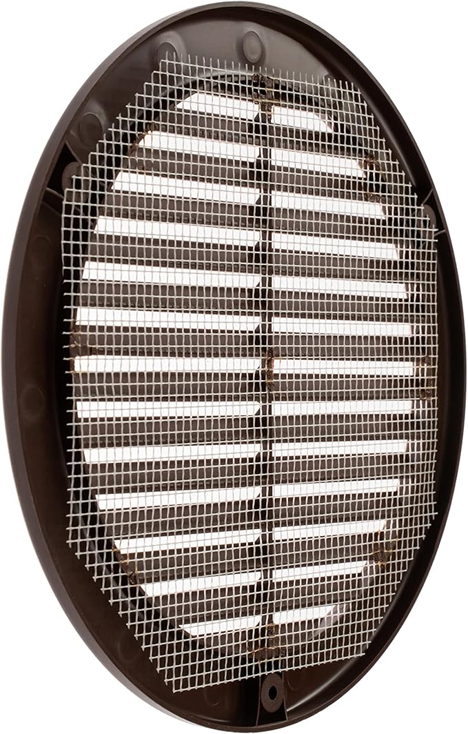 Vent Systems 6" Inch (Opening Dimensions) Brown Soffit Vent Cover - Plastic Return Air Vent Cover - Round Ventilation Grille with Mesh Screen - HVAC Register Louver for Bathroom, Home, Kitchen