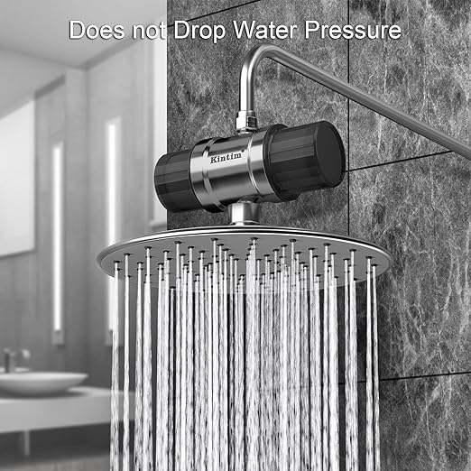 High Flow Shower Filter for Sensitive Skin and Hair with Metal Threads, Anti-Clogging Shower Head Filter, Reduces Chlorine, Scale, Chloramine, Sediments, and Odor