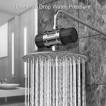 High Flow Shower Filter for Sensitive Skin and Hair with Metal Threads, Anti-Clogging Shower Head Filter, Reduces Chlorine, Scale, Chloramine, Sediments, and Odor