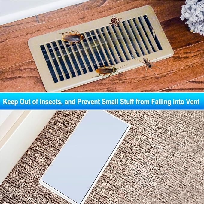 Magnetic Floor Register Vent Covers, 4 x 10 Inch Superior Hold Vent Covers for Home, Air Vent Covers for Sealing Floor, Wall, and Ceiling Registers, RV and HVAC, White