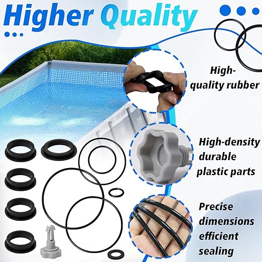 Sand Filter Pump O-Ring Replacement Kit (12-Piece) - Compatible with Intex/Krystal Clear Models 26641EG, 28645EG & Part 25013 Air Release Valve - Pool Filter Gasket Seals Set