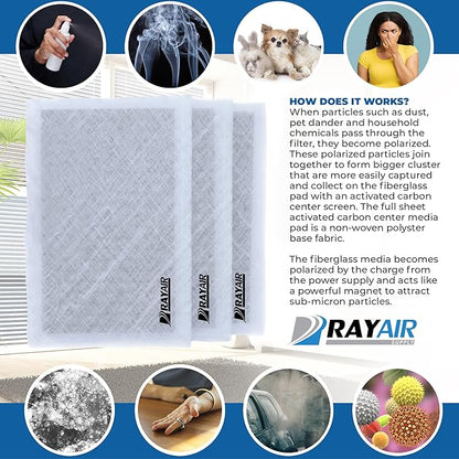 RayAir Supply 20x20 Replacement Filter Pads Compatible with Dynamic Air Cleaner 20X20 Refill (3 Pack) White