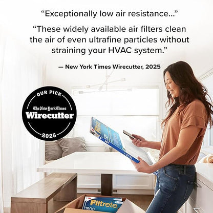 Filtrete 14x30x1 AC Furnace Air Filter, MERV 13, MPR 1900, Premium Allergen, Bacteria & Virus Filter, 3-Month Pleated 1-Inch Electrostatic Air Cleaning Filter, 2-Pack (Actual Size 13.81x29.81x0.78 in)