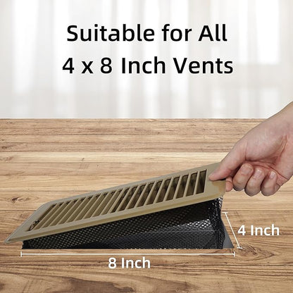 4 x 8'' Floor Vent Cover Trap, Floor Vent Screen Net for Home Floor, Air Vent Filter Mesh Catches Coin, Toys, Pet Food and Hair, Keeps Duct Cleaning - with Spreader Bar 4 Pack