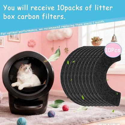 10 Pack Carbon Filters Compatible with Litter Robot 4,Cat Litter Box Filters,Keep Your Home Clean and Fresh
