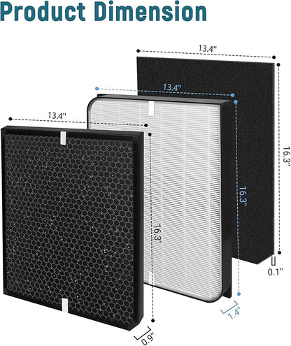 6-Pack AD3000/AD3500 Replacement Filter Compatible with Air Doctor 3000, 3000M, 3000Pro and 3500 Air Purifiers - 1 Premium Filter + 1 Carbon Filter + 4 Pre-Filters