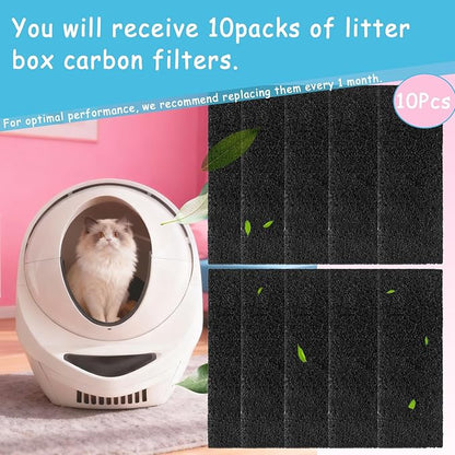 10 Pack Carbon Filters Compatible with Litter Robot 3,Cat Litter Box Replacement Filter,Keep Your Home Clean and Fresh,3.5" x 10" x 0.2"