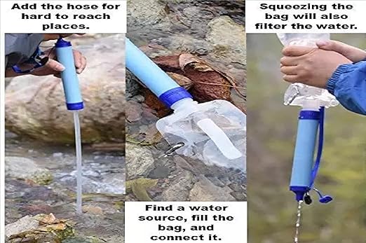 Galaxy Personal Portable Water Filter Straw Filtration Purifier for Hiking, Camping, Hunting, Travel, Outdoor Emergency Survival Detachable Drinking Six Packs