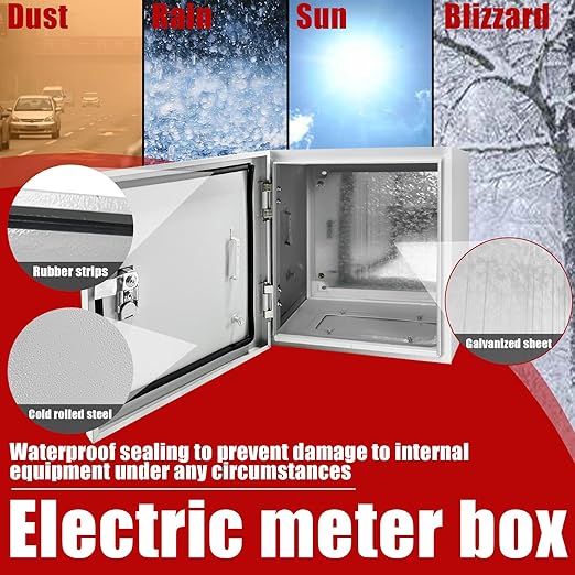 Electrical Box 12 x 12 x 6 Inch Indoor Outdoor Electrical Enclosure Box Steel Junction Box Wall Mounted Universal Electrical Project Box with Safety Locks and Mounting Plates